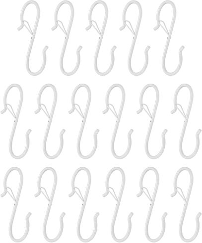 HARFINGTON 17pcs S Hooks 3.5 Inch S-Shaped Metal Hook Hanger with Safety Buckle for Hanging Plants Clothes Pots and Pans Kitchen Utensil Bags, White in Saudi Arabia