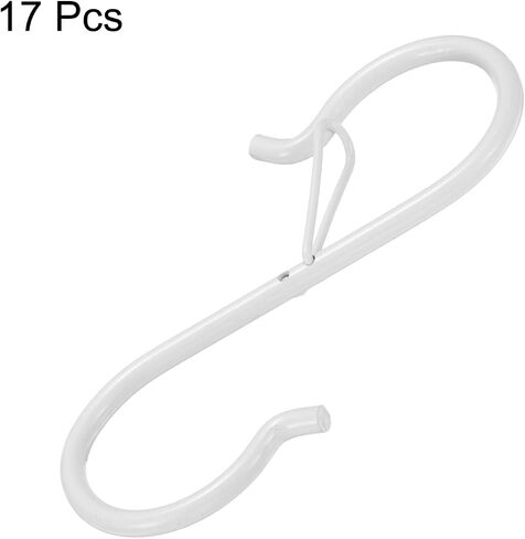 HARFINGTON 17pcs S Hooks 3.5 Inch S-Shaped Metal Hook Hanger with Safety Buckle for Hanging Plants Clothes Pots and Pans Kitchen Utensil Bags, White in Saudi Arabia