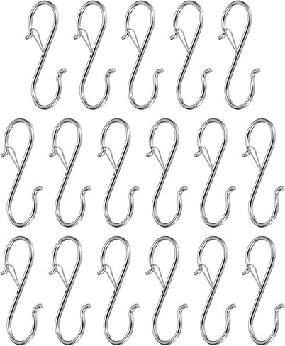 HARFINGTON 17pcs S Hooks 3.5 Inch S-Shaped Metal Hook Hanger with Safety Buckle for Hanging Plants Clothes Pots and Pans Kitchen Utensil Bags, White in Saudi Arabia