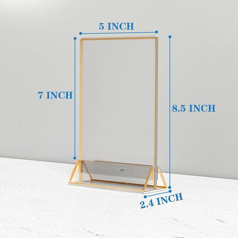 Acrylic Table Numbers Wedding 5x7 Vertical 4 Pack, Acrylic Table Card Holder Gold, Clear Menu Holder for Table Top, Restaurant Retail, Paper Holder, Photo Frame (5x7 - Vertical) in Kuwait