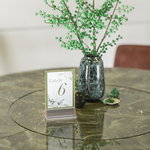 Acrylic Table Numbers Wedding 5x7 Vertical 4 Pack, Acrylic Table Card Holder Gold, Clear Menu Holder for Table Top, Restaurant Retail, Paper Holder, Photo Frame (5x7 - Vertical) in Kuwait