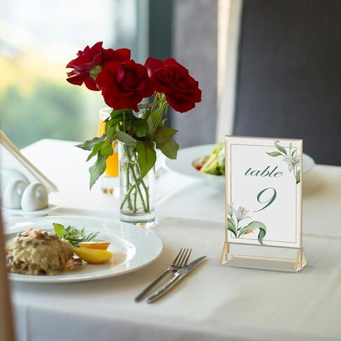 Acrylic Table Numbers Wedding 5x7 Vertical 4 Pack, Acrylic Table Card Holder Gold, Clear Menu Holder for Table Top, Restaurant Retail, Paper Holder, Photo Frame (5x7 - Vertical) in Kuwait