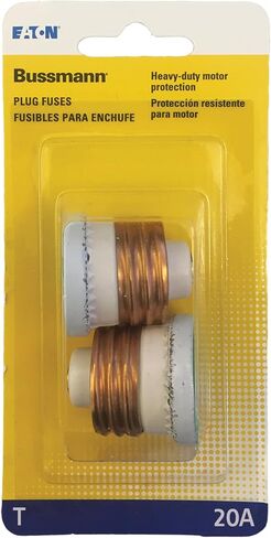 Bussmann BP/T-20 20 Amp Type T Time Delay ثنائي العنصر Edison Base Plug Fuse، 125V Ul مدرج، 2 حزمة، حزمة من 1، قياسي in Saudi Arabia