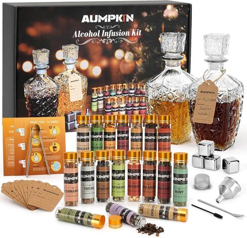 Alcohol Infusion Kit for Infusing Whiskey, Gin - DIY Your Own Flavored Spirits with Natural Ingredients - Anniversary, Birthday Gift for Men, Husband in Saudi Arabia