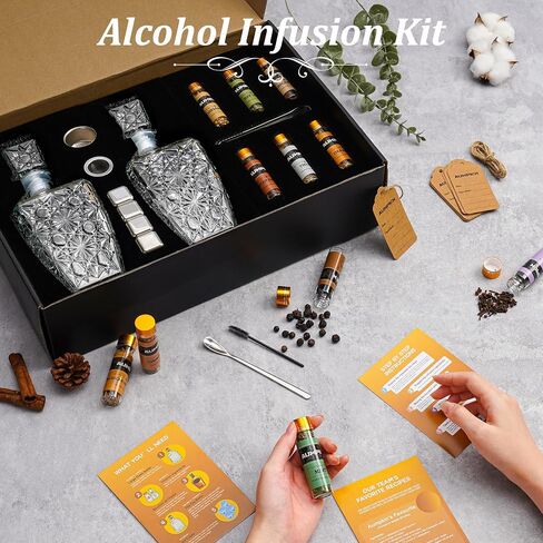 Alcohol Infusion Kit for Infusing Whiskey, Gin - DIY Your Own Flavored Spirits with Natural Ingredients - Anniversary, Birthday Gift for Men, Husband in Saudi Arabia