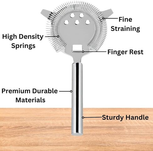 Cocktail Strainer - Stainless Steel Hawthorne Strainer With Handle - Bar Strainer With High Density Spring - Drink Strainer For Cocktails Great For Home Bar Or Professional Bartenders in Saudi Arabia