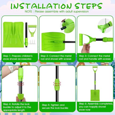 2 حزمة مجرفة ثلج شتوية للأطفال، مجرفة ثلج بلاستيكية للأطفال مكونة من ثلاثة أجزاء قابلة للفصل باللون الأحمر الوردي والأخضر، قابلة للتعديل من 27.5 إلى 35 بوصة مع مقبض على شكل حرف D، هدايا ألعاب شتوية للأولاد والبنات الذين يلعبون (أحمر وردي وأخضر) in Kuwait