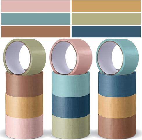 12 Pcs Rainbow Colored Duct Tape Pack 10 Yards x 2 Inch Multipack Heavy Duty Tear by Hand Waterproof Tape Rolls for Classroom Decor, Arts Crafts, DIY, Labeling Advanced Grey in Saudi Arabia