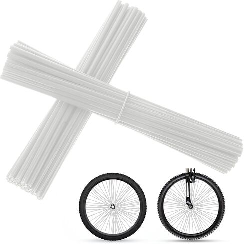 72PCS White Spoke Skins, Universal Bike Spoke Covers Motorcycle Bicycle Spoke Decorations 8-21 Inch Wheel Rims Spoke Wraps Protector for Motorcycle Bicycle Wheelchair in Saudi Arabia