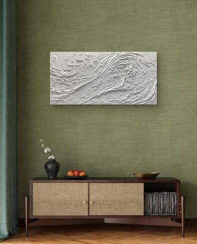 Yika Art Canvas Paintings, Wall Art Thick Texture Black Flower Modern Gorgeous Abstract Hand Painted Abstract Oil Painting on Canvas Modern Wall Art Decor 24x48 inches in Saudi Arabia