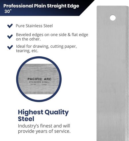 Pacific Arc 30" Straight Edge Stainless Steel 0.09" Thick Steel, Heavy Duty in Kuwait