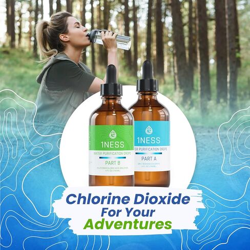 Chlorine Dioxide Kit | 2 Part Liquid 8oz Set | Hydrochloric Acid 4% (HCl) : Sodium Solution 28% in Kuwait