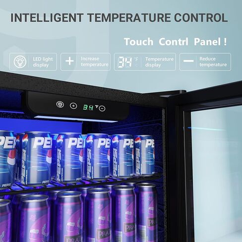 EUHOMY Mini Fridge 130 Can Beverage Refrigerator Cooler Glass Door for Soda Wine Beer, Beverage Cooler for Home, Bar, Office with Digital Temperature Control Adjustable Shelves, 3.2 Cu.Ft, Silver in Kuwait