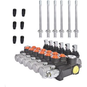 6 Spool Hydraulic Control Valve Double Acting Control Monoblock Valve for Tractor Loader, 13GPM 3600 PSI SAE Ports