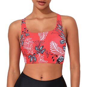 Firpearl Women Underwire Full Coverage Bikini Top - Sports Bra Swimsuit Top Scoop Neck Swim Crop Top Only