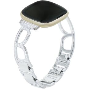 C&L Accessories Compatible with Versa 3 Bands/Versa 4 Bands/Sense 2/Sense Bands Bling Metal Letters Adjustable Bracelet for Women Men
