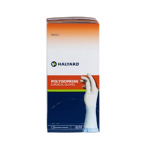 HALYARD Surgical Gloves Sterile Polyisoprene Individually Wrapped Pairs Powder Free Medical Disposable Gloves, 9.4 mil, Size 6.5 Small, White, SGL95065 (Box of 50 Pairs - 100 Total)