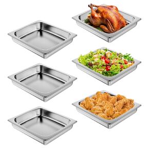 Half Size Hotel Pan 4 Inch Deep: 6 Pack [Anti-Jam] [Super Thicken] 1/2 Size Stainless Steel Steam Table Pan, Commercial Hotel Pan for Restaurant Catering Party