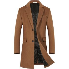 APTRO Men's Premium Wool Trench Coat French Front Top Coat Winter Long Coats Brown 1681 S-