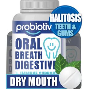 Oral Probiotics for Mouth Bad Breath 5 Billion CFU – Chewable Dental Probiotic for Teeth and Gums & Fresh Breath, Combats Dry Mouth, Halitosis & Supports Gut Health (30 Count (Pack of 1))