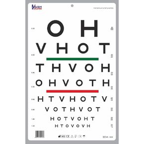 HOTV Distance Eye Chart with Red/Green Lines 20 Ft