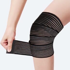 Athletic Wrap Elastic Bandage for Knee Leg Pain Relief, Basketball, Football, Weightlifting, Sports Bandage, Injury Wrap, Adjustable (Black)
