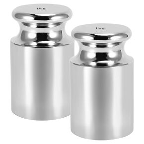 FUNSUEI 2 PCS 1000g Calibration Weight, Precision Class M1 Scale Calibration Weight, Calibration Weight for Digital Scale, Chrome Finish, Silver