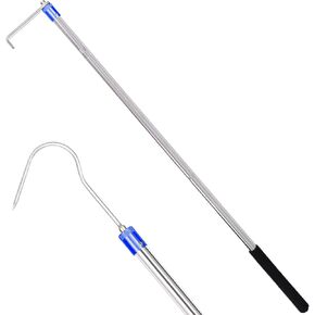 74 inch Extended Adjustable Truck Grab Bed with Lever Hook, Suitable for Truck Grab Grab Tools, Pickup Truck Accessories, Truck Bed Hook Rod (with Two Long Hooks)