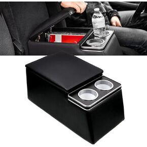 Sporacingrts White Universal Truck Seat/Bench Organizer with Cup Holders, Armrest, and Padded Top Lid - Ideal for Business and Storage - 124810 Contractor Console