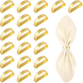 cobee Gold Metal Napkin Rings, Matte Golden Napkin Holders Zinc Alloy Serviette Ring Adornment Buckles Table Settings Decoration for Wedding Dinner Party Holidays(10)
