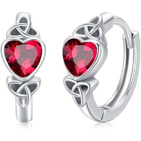 Celtic Knot Earrings Heart Hoops S925 Sterling Silver Irish Earrings Cartilage Hoop Earrings Small Hoop Earrings for Women