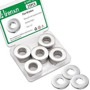 80PCS 1/4" Flat Washer and Spring Lock Washers, 40PCS Spring Lock Washers and 40PCS Flat Washers, 304 Stainless Flat Washers for Screws, 1/4" Washers for Bolts, Lock Washer Set