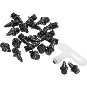 PATIKIL 1/4 Inch Carbon Steel Track Spikes, 20 Pack Long Track Sports Shoes Replacement Spikes with Spike Wrench for Long Jumping Running, Black