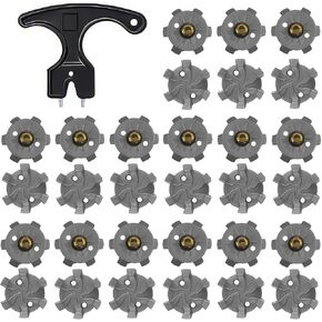 Golf Shoe Spikes Replacements with 100 Pcs Gray Golf Shoe Spikes and 1 Black Golf Cleats Spanner,Golf Spike Tool for Any Golf Shoes,Suitable for Use On Lawns or Golf Courses