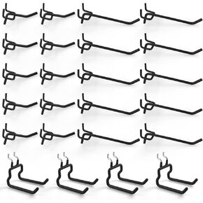 G.CORE 24-Pack Pegboard Hooks, 2" 4" Peg Board Tool Utility Hangers Fit 1/4" Pegboards, Heavy Duty Metal Shelving Brackets, Wall Organizers and Storage for Craft Room Garage Workbench Office (White)