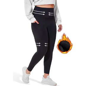 Fleece Lined Leggings for Women with Pockets, Tummy Control High Waisted Plus Size Compression Yoga Pants(S-3XL)