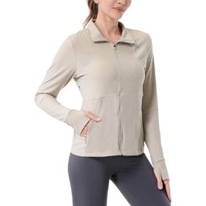 ANIVIVO Running Jackets for Women, Full Zip Slim Fit Workout Jacket Gym Sports Tops with Pockets