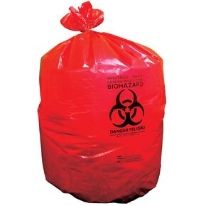 Healthcare Liners by Heritage Bag, when Safety and Perfomance matter. 24"x32", Red, 1.3Mil, 500, Healthcare Printed