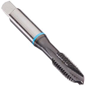 YG-1 O1 Series Super HSS Spiral Pointed Tap, Hardslick Coated, Round Shank with Square End, Plug Chamfer, #10-32 Thread Size, H3 Tolerance
