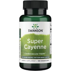 Swanson Super Cayenne - with Ginger Rhizome, Hawthorn Berry & Lecithin 100 Veg Caps