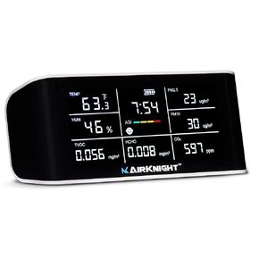 9-In-1 Indoor Air Quality Monitor Indoor & Air Quality Sensor by AirKnight Monitoring. VOC detector, CO2 Monitor, Formaldehyde Detector HCHO, AQI, PM2.5, PM10 Temp, Humidity. Air Monitor AQI CO2 Meter