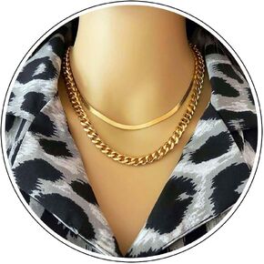 Gold Choker Necklace Dainty Cuban Link Necklace Simple Flat Snake Chain Necklace Layered Herringbone Necklace Hip Hop Jewelry for Women in Kuwait