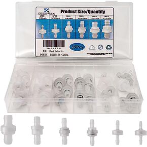 28 Pcs Plastic Check Valve,Plug-in Barb One Way Valve,Vacuum Check Valve for Liquids and Gases(1/8, 5/32, 1/4, 5/16, 3/8, 1/2 inch)