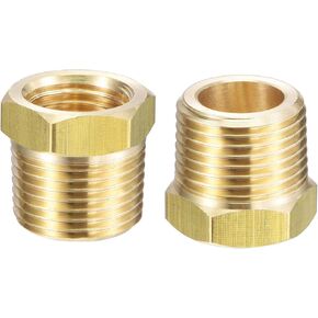 uxcell Brass Pipe Fitting Reducer Adapter 3/8" BSPT Male x 1/4" NPT Female for Water Oil Air Pressure Gauge Engine Temp Sensor, Pack of 2