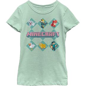 Fifth Sun Little, Big Minecraft Argyle Girls Short Sleeve Tee Shirt