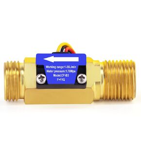 Digiten G1/2"Male Thread Water Flow Hall Sensor Switch Flowmeter Counter 1-25L/min