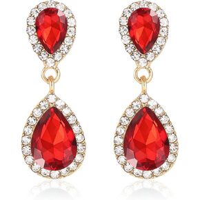 Vintage Rhinestone Teardrop Dangle Earrings Sparkle Crystal Bridal Earrings for Brides Bridesmaides Statement Drop Earrings for Women Wedding Formal Prom