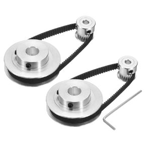 uxcell 2 Set GT-2 Synchronous Wheel 20&60 Teeth 5&10mm Bore, Aluminum Alloy Timing Pulley Wheel with 2Pcs Length 200mm Width 6mm Belt for 3D Printer, CNC Machine (20-60T-5&10B-6)