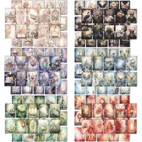 ورق مجلة قوطية عتيقة، Obujopal 100 ورقة ورق قصاصات سحري داكن لمجلة غير المرغوب فيها، صناعة بطاقات مجمعة لتزيين الحرف اليدوية، ورق على جانب واحد، 50 نمطًا in Kuwait