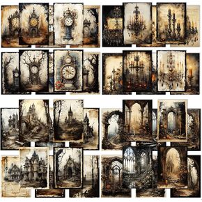 300 Pcs Fantasy Scrapbook Paper, Vintage Junk Journal Supplies for Scrapbooking Journaling Collage Card Making Embellishment Retro Art Paper Crafts DIY Decoration, 150 Designs